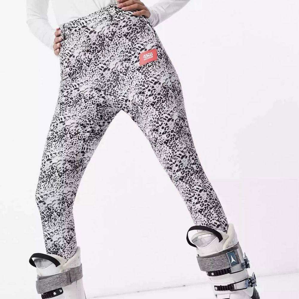 ASOS 4505 Size 8 Skinny Ski Pants With Stirrup Mono Animal Print NWT